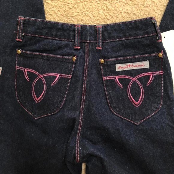 Indigo High Waist Jeans Sergio Valente Vtg 70s - Picture 2 of 3